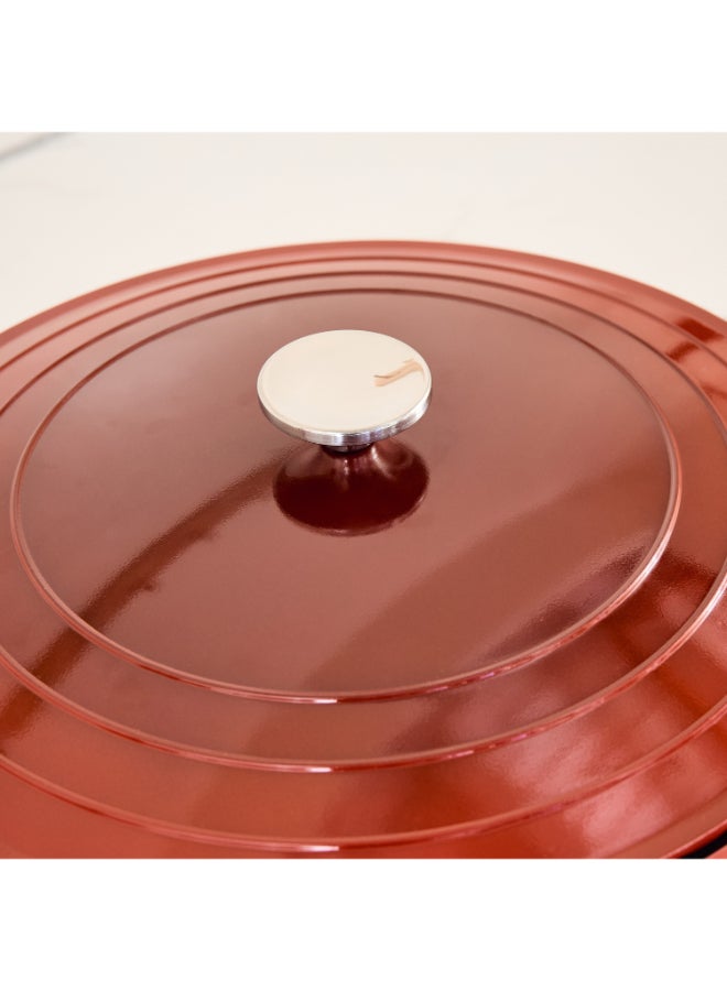 Home Box Red Cast Aluminium Casserole with Lid - 32 cm - Image 3